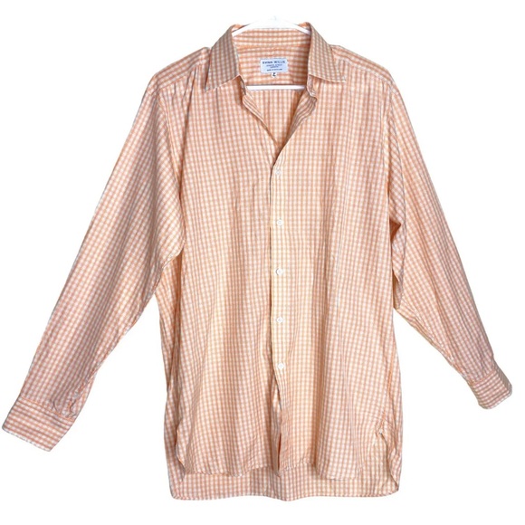 Emma Willis Orange Button Down Long Sleeve Dress Shirt, 16” Mens Check, England - Picture 1 of 10